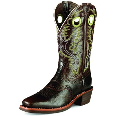 Ariat Western: Heritage Roughstock Botas Western Hombre - Negras / Verde (RILWD1863)